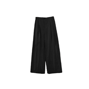 UN MUTE25FW 微磨毛内里抓绒腰头双褶设计防风保暖阔腿高腰休闲裤