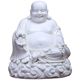 戴玉堂陶瓷祥云弥勒家用客厅供奉大肚笑佛弥勒佛德化白瓷佛像摆件