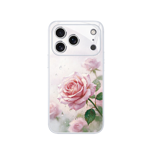 雨雾玫瑰适用苹果17pro手机壳15plus唯美iphone16高级感14promax潮牌13mini粉色ip12女款11/air玻璃xs/xr/8/7