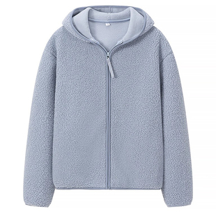 开衫女装2025春秋冬款保暖宽松羊羔毛摇粒绒连帽拉链长袖外套上衣