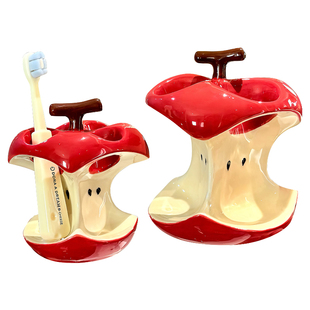 陶瓷苹果电动牙刷置物架家用卫生间洗漱台可爱台面牙膏牙具收纳架