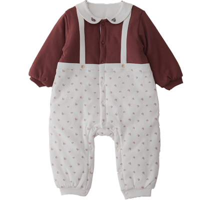 娃丽比2025女宝宝哈衣婴儿外出爬服加厚保暖红色夹棉连体衣新年服