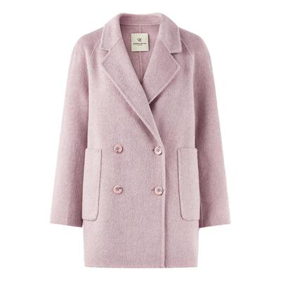 秋水伊人100%绵羊毛优雅毛呢外套