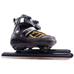 银灰钢托速滑鞋加毛保暖冰刀鞋儿童伸缩滑冰鞋成人开课花样溜冰鞋