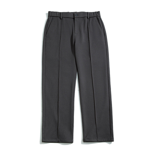 海上公路竖条纹筋条毛呢休闲裤男士25年秋冬季厚款商务休闲直筒裤