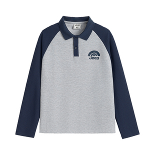 Jeep吉普童装男童polo衫2025秋冬新款学院风长袖上衣女童百搭T恤