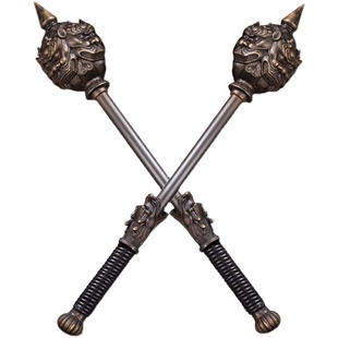 武术双锤仿古兵器八棱纯铜锤李元霸双锤兽面锤十八般兵器表演双锤