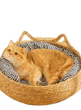 【藤编猫窝】天然蒲草夏日舒睡