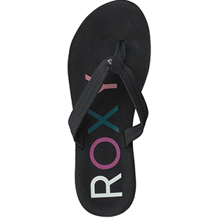 Roxy 人字拖女 黑色彩色字母印花夹脚拖鞋 时尚外穿沙滩休闲凉拖
