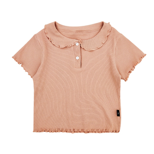 幼悠 女童白色打底衫夏季宝宝上衣娃娃领婴幼儿童装短袖T恤夏装潮