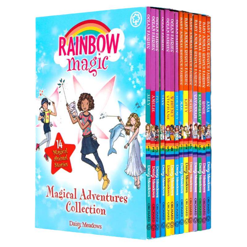 彩虹魔法仙子14册礼盒装 英文原版 Rainbow Magic 14 Copy Slipcase 小学生英语插图章节桥梁书6-12岁 儿童课外兴趣阅读图画故事书
