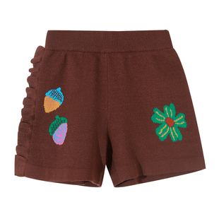 女童毛织短裤秋冬款2025新款儿童洋气针织五分裤子美拉德毛衣裤