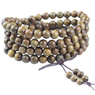 巴西绿檀木手串原木老料沉水108颗佛珠手链精工顺纹男女念珠饰品