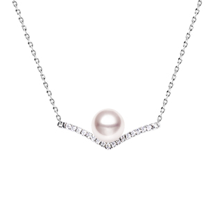 KEZ珠宝天然淡水珍珠项链女akoya吊坠单颗S925银锁骨链送女友礼物