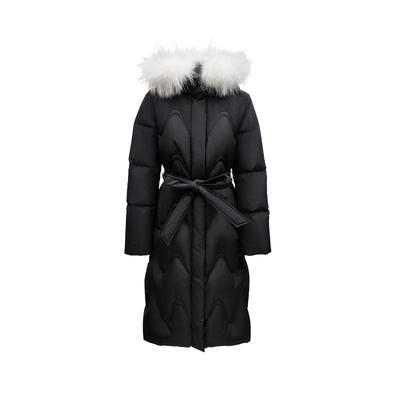 绫致Vero Moda羽绒服24秋冬貉子毛连帽暗纹长款90白鸭绒系带