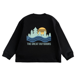 男童长袖t恤纯棉韩系宽松黑色幼儿园韩版痞帅风春秋打底软上衣