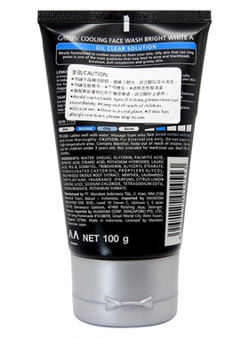 GATSBY 盖茨比冰凉清爽洁面膏100克保持肌肤洁净清爽去油控油进口