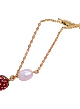 天然珍珠珐琅草莓手链清新甜美风