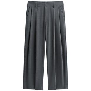 太平鸟男装休闲裤秋季新款直筒TR垂感西裤潮流撞色纹理商务男裤K