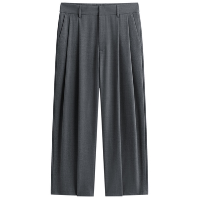 TR垂感直筒撞色纹理西裤