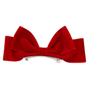 在逃少女~大红色丝绒蝴蝶结立体头颅顶夹高级感日韩过新年发夹新