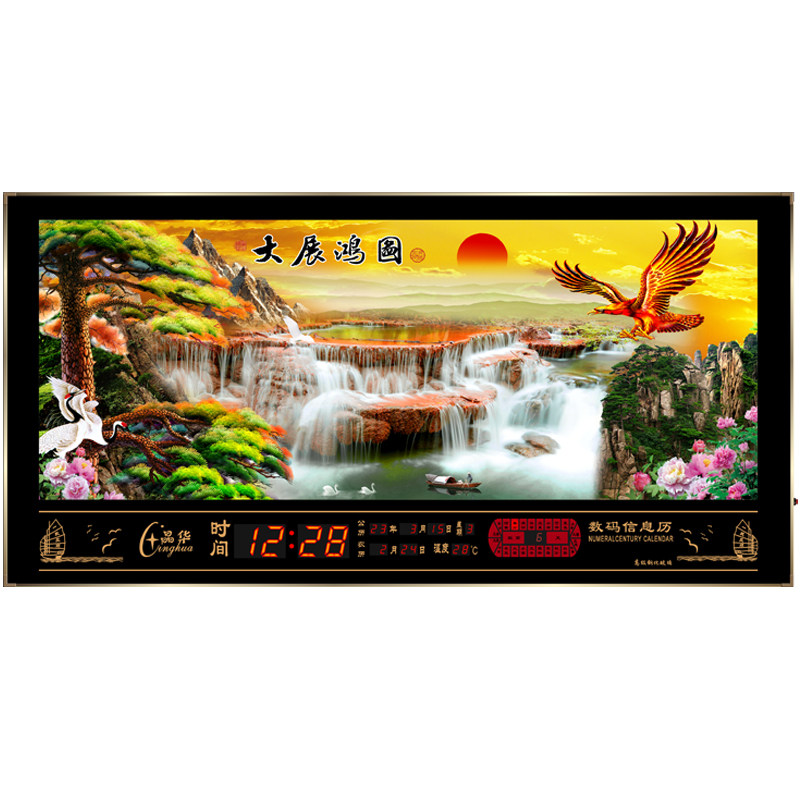 风景新款数码壁挂钟超薄万年历