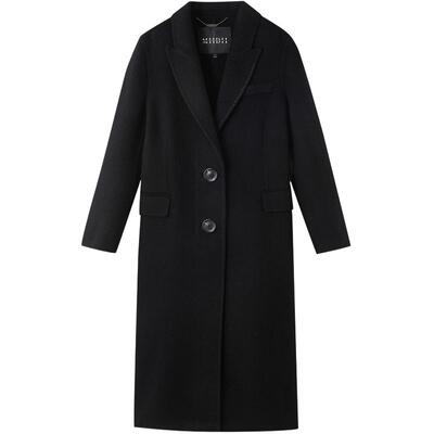 谜底羊毛呢长大衣长袖2025年冬季新品通勤戗驳领正肩女254MD1506