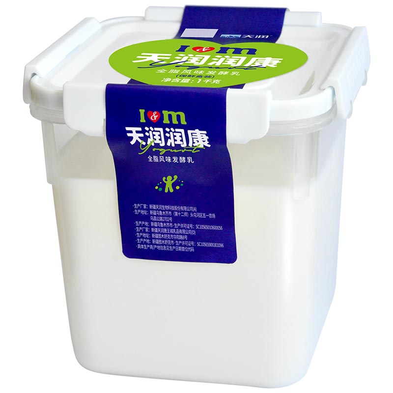 天润酸奶益家润康低温牛奶方桶酸奶原味新疆特产老酸奶1kg*2桶装