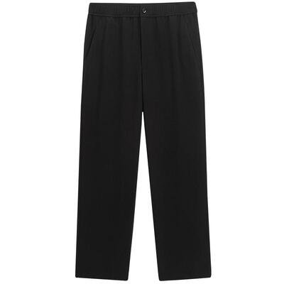 太平鸟男装休闲裤25春季垂坠感阔腿西裤泡泡纱宽松直筒裤潮