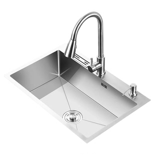 JIOA-双槽改单槽不锈钢水槽单槽加厚手工拉丝厨房洗菜盆洗碗池