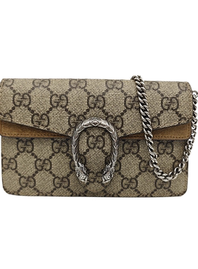 Gucci/古驰中古98新GUCCI米色老花棕色酒神mini/Dionysus斜挎包