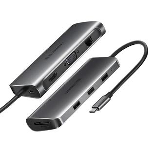 绿联拓展坞type-c转换器电脑扩展坞笔记本雷电3转hdmi网卡SD读卡PD充电多功能合一usb扩展器usb-c转接插头