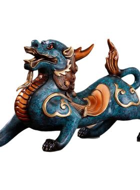 高档貔貅摆件一对全铜貔貅客厅招财聚财皮休玄关办公室开业礼品