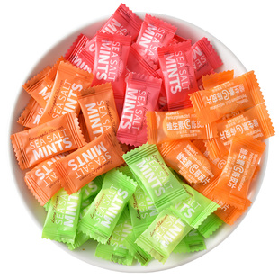 维c果味糖片海盐百香果薄荷味糖青柠无糖型清新口气陈皮糖果年货