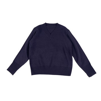 Punkhoo 秋冬韩系慵懒感藏青色毛衣外套女长袖v领针织衫宽松百搭