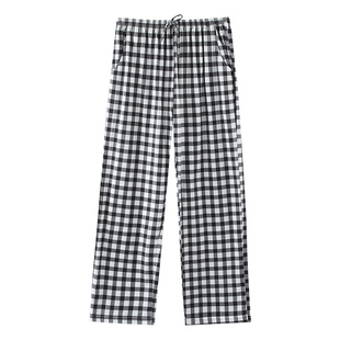 新疆棉睡裤女春秋季系带纯棉长裤薄款日系格子可外穿休闲夏家居裤