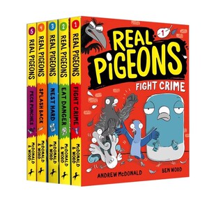 预售 英文原版 Real Pigeons Graphic Novel 真正的鸽子侦探 5册 漫画绘本图画书 侦探推理图样式小说 小学生英文课外阅读