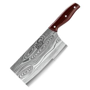 行冠大马士纹菜刀不锈钢厨房家用切片刀切肉刀砍骨刀锋利厨师斩切