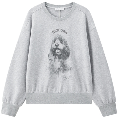 太平鸟空气层小狗刺绣图案卫衣