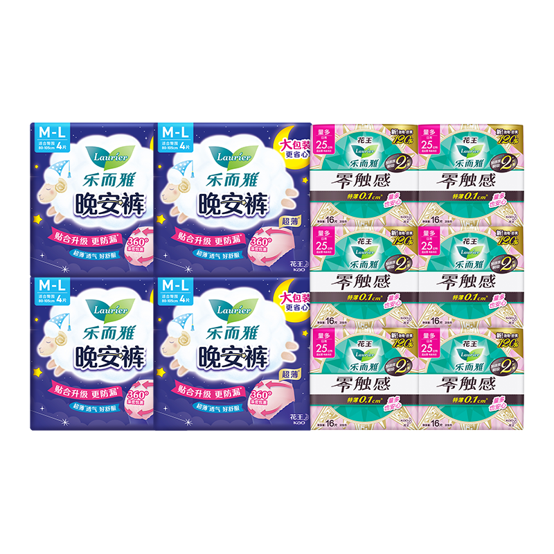 乐而雅卫生巾晚安裤112片零触感