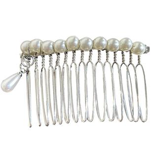 顶夹仿珍珠发梳卡倒插梳盘一字刘海盘头发卡防滑女发夹器顶梳头饰