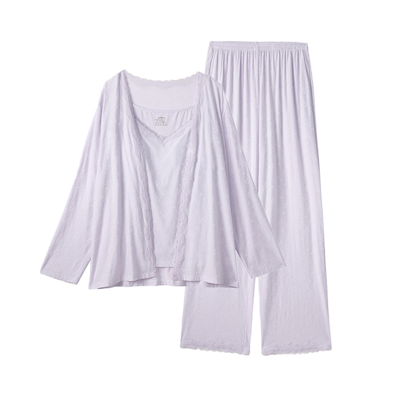 春夏女士带胸垫吊带家居服三件套