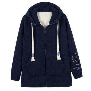 高中生羊羔毛外套2025冬装毛呢上衣连帽初中学生少女棉服加厚棉衣