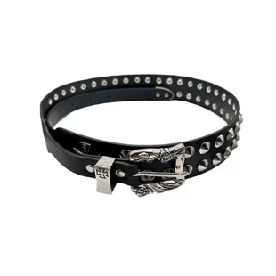 美式高级感双铆钉十字架腰带男女亚文化朋克牛仔裤皮带腰链辣妹潮