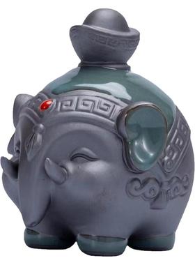 中式陶瓷招财大象摆件桌面装饰