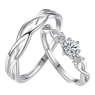 情侣戒指一对s925银对戒情侣款小众设计轻奢开口可调节情人节礼物