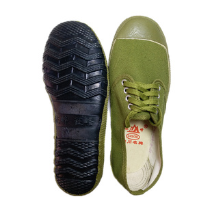 征峰解放鞋平底黄球鞋胶鞋劳动鞋低帮全棉军绿色帆布军训鞋工地鞋