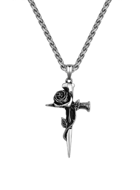 玫瑰十字架项链藤曼缠绕复古个性潮流百搭嘻哈冷淡风时尚小众颈饰