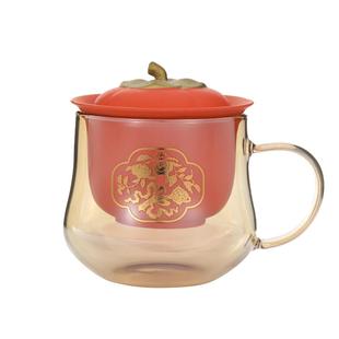 上新了故宫柿柿如意玻璃泡茶杯茶水分离办公杯爸爸男女友生日礼物