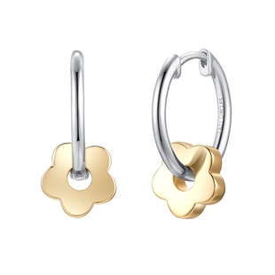 LAZY CIRCLES花花耳环耳圈S925银双色电镀气质复古